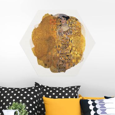 Hexagon Bild Alu-Dibond - Wasserfarben - Gustav Klimt - Adele Bloch-Bauer I