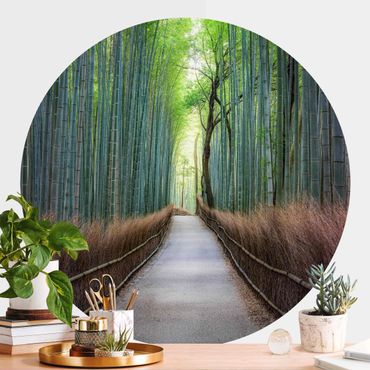 Runde Tapete selbstklebend - Der Weg durch den Bambus