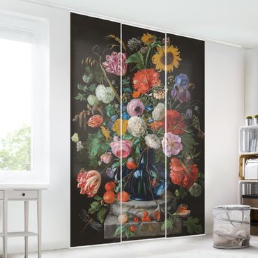 Schiebegardinen Set - Jan Davidsz de Heem - Glasvase mit Blumen - 3 Flächenvorhänge