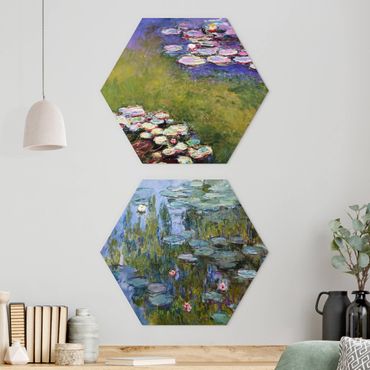Hexagon Bild Alu-Dibond 2-teilig - Claude Monet - Seerosen Set