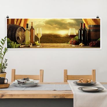 Poster - Wein mit Ausblick - Panorama Querformat