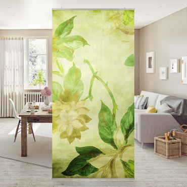 Raumteiler - Green Blossoms 250x120cm
