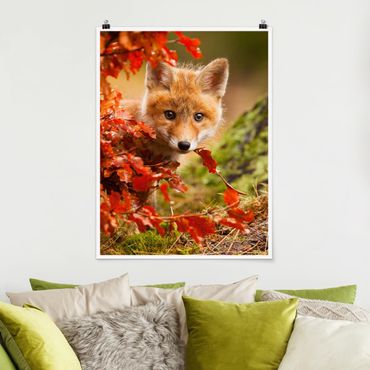 Poster - Fuchs im Herbst - Hochformat 3:4