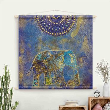 Wandteppich - Elephant in Marrakech - Quadrat 1:1