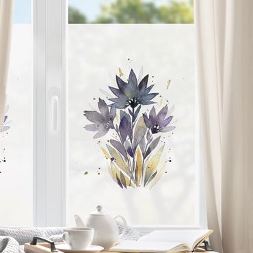 Fensterfolie - Sichtschutz - Esther Meinl - Aquarell Blumen Violett - Fensterbilder