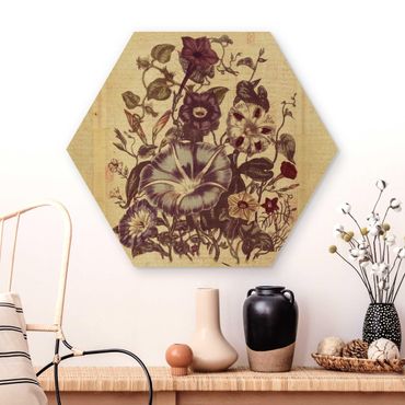 Hexagon Bild Holz - Vintage Memory Blumenstrauss