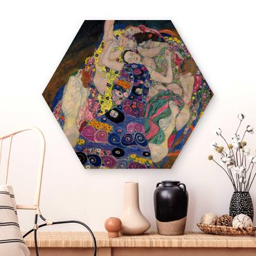 Hexagon Bild Holz - Gustav Klimt - Die Jungfrau