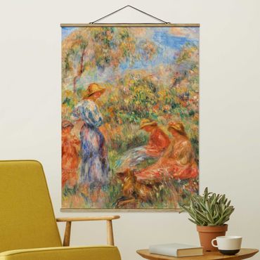Stoffbild mit Posterleisten - Auguste Renoir - Landschaft mit Frauen und Kind - Hochformat 3:4