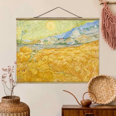 Stoffbild mit Posterleisten - Vincent van Gogh - Kornfeld mit Schnitter - Querformat 4:3