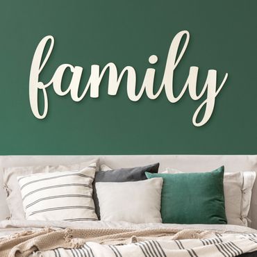 Wanddeko Holz 3D-Schriftzug Family Handlettering