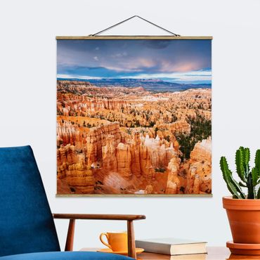 Stoffbild mit Posterleisten - Farbenpracht des Grand Canyon - Quadrat