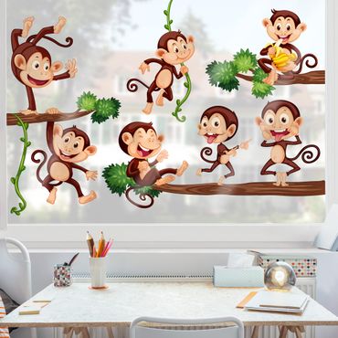 Fensterfolie - Fenstersticker - Affenfamilie