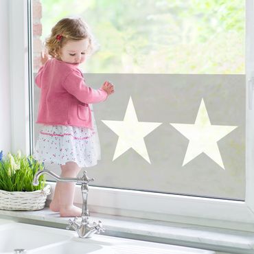 Fensterfolie - Sichtschutz Fenster - Große weiße Sterne auf grau - Fensterbilder Grau