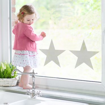 Fensterfolie - Sichtschutz Fenster - No.YK43 Große Graue Sterne auf Weiß - Fensterbilder Grau