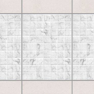 Fliesen Bordüre - Mosaikfliese Mamoroptik Bianco Carrara 15x20 - Fliesensticker Set