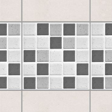 Fliesen Bordüre - Mosaikfliesen Grau 10x10 cm - Fliesensticker Set