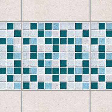 Fliesen Bordüre - Mosaikfliesen Türkis Blau 20x20cm - Fliesensticker Set