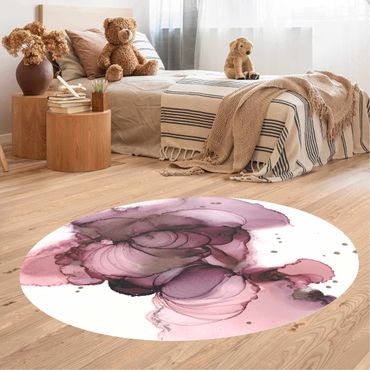 Runder Vinyl-Teppich - Fließende Reinheit in Violett