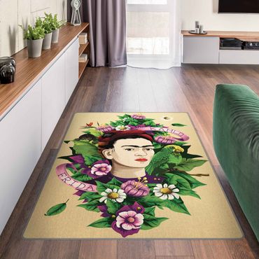 Teppich - Frida Kahlo - Frida,Äffchen und Papagei