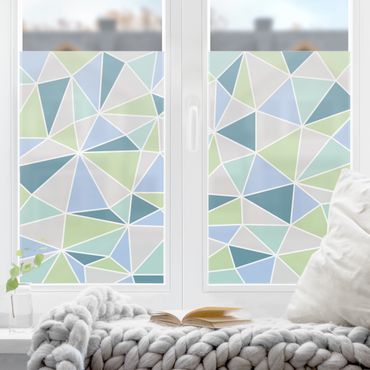 Fensterfolie - Sichtschutz - Geometrische Dreiecke Türkis Grün - Fensterbilder