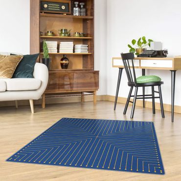 Teppich - Geometrische Ecken blau
