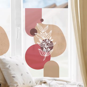 Fensterfolie - Sichtschutz - Geometrische Formen - Blätter Pink - Fensterbilder