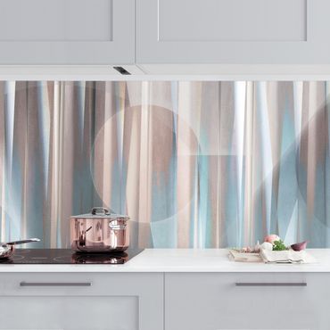 Küchenrückwand - Geometrische Formen in Kupfer und Blau
