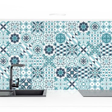 Küchenrückwand - Geometrischer Fliesenmix Türkis