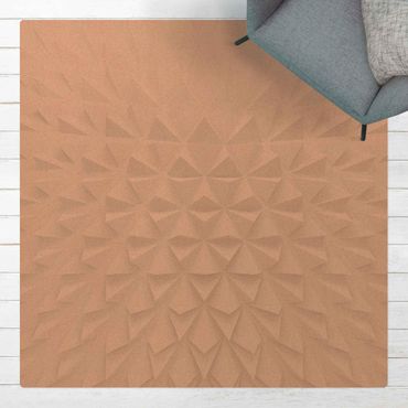Kork-Teppich - Geometrisches Muster 3D Effekt - Quadrat 1:1