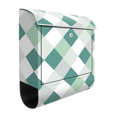 Briefkasten - Geometrisches Muster gedrehtes Schachbrett Grün