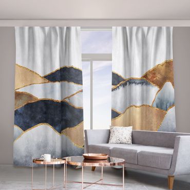Vorhang - Goldene Berge Aquarell