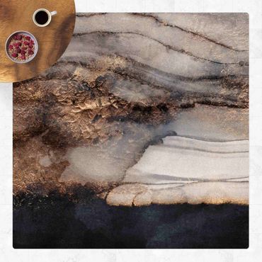 Kork-Teppich - Goldener Marmor gemalt - Quadrat 1:1