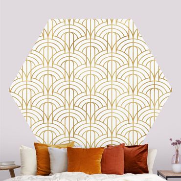 Hexagon Mustertapete selbstklebend - Goldenes Art Deco Muster XXL