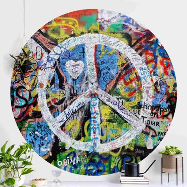 Runde Tapete selbstklebend - Graffiti Wall Peace Sign
