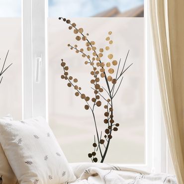 Fensterfolie - Sichtschutz - Grafische Pflanzenwelt - Beeren Gold - Fensterbilder