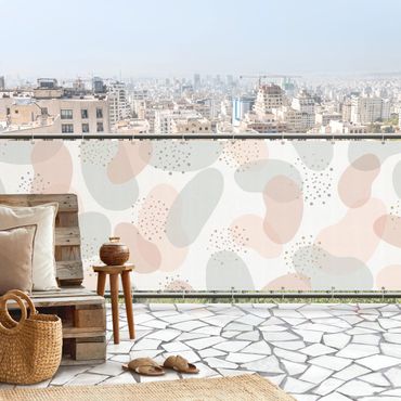 Balkon Sichtschutz - Große Pastell Kreisformen mit Punkten