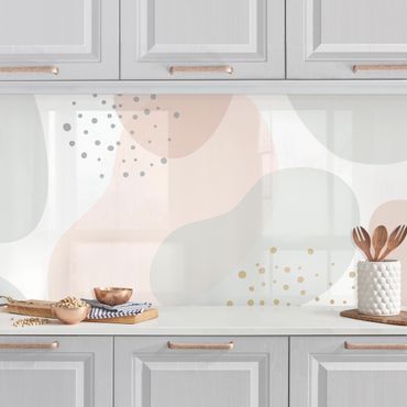 Küchenrückwand - Große Pastell Kreisformen mit Punkten