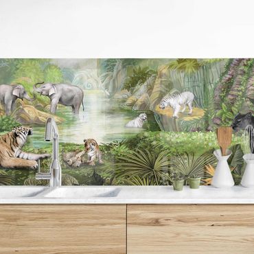 Küchenrückwand - Großkatzen an der Dschungeloase