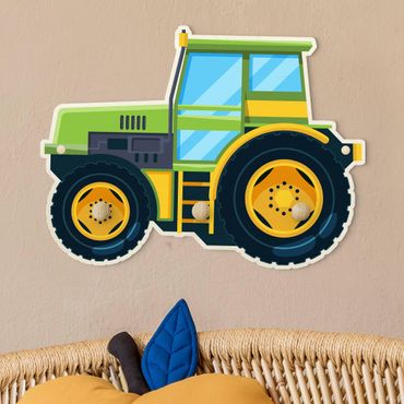 Kindergarderobe Holz - Grüner Traktor