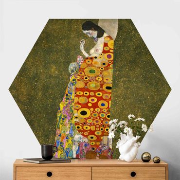 Hexagon Mustertapete selbstklebend - Gustav Klimt - Die Hoffnung II