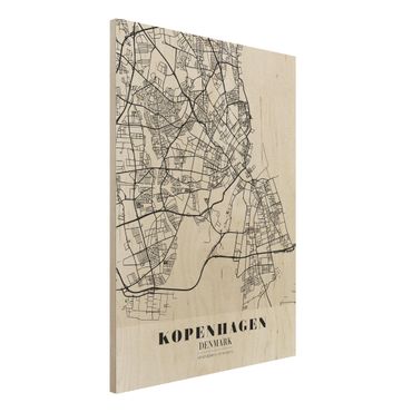 Holzbild -Stadtplan Kopenhagen - Klassik- Hochformat 3:4