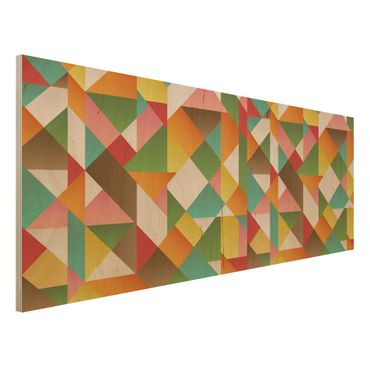 Wandbild Holz - Dreiecke Musterdesign - Panorama Quer