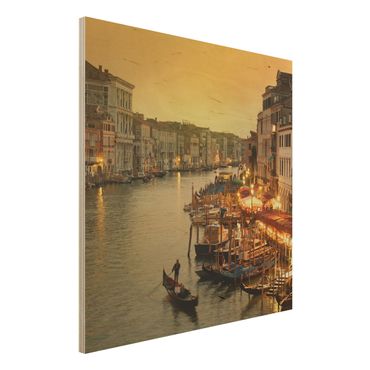 Holz Wandbild - Großer Kanal von Venedig - Quadrat 1:1