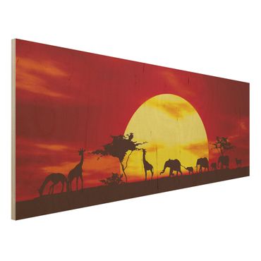 Holzbild - Sunset Caravan - Panorama Quer