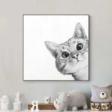 Wechselbild - Illustration Katze Zeichnung Schwarz Weiß