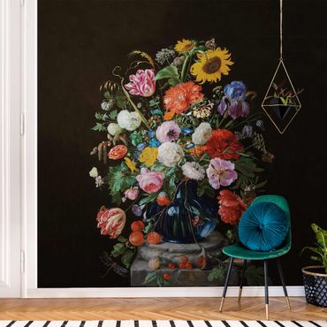 Metallic Tapete  - Jan Davidsz de Heem - Glasvase mit Blumen