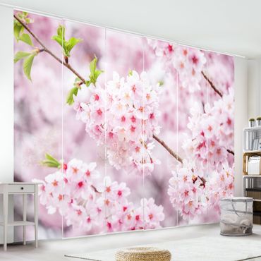 Schiebegardinen Set - Japanische Kirschblüte - Flächenvorhang