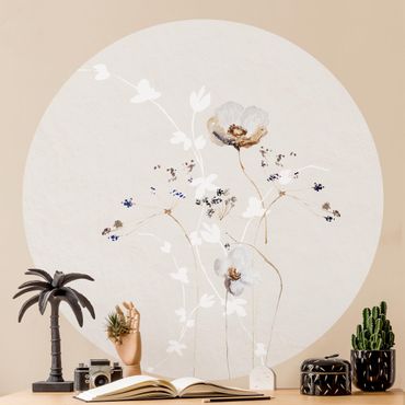 Runde Tapete selbstklebend - Japanisches Ikebana