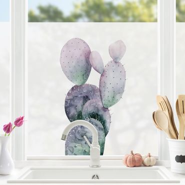 Fensterfolie - Sichtschutz - Kaktus in Lila I - Fensterbilder