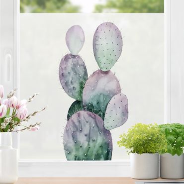 Fensterfolie - Sichtschutz - Kaktus in Lila II - Fensterbilder